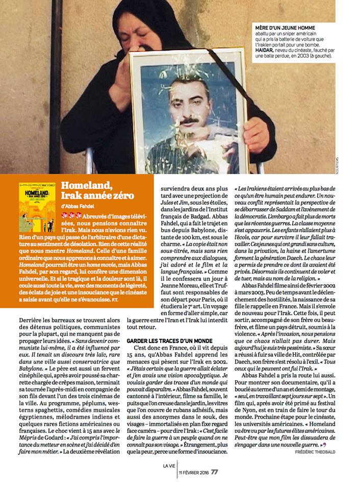 Article et interview dans La Vie 2