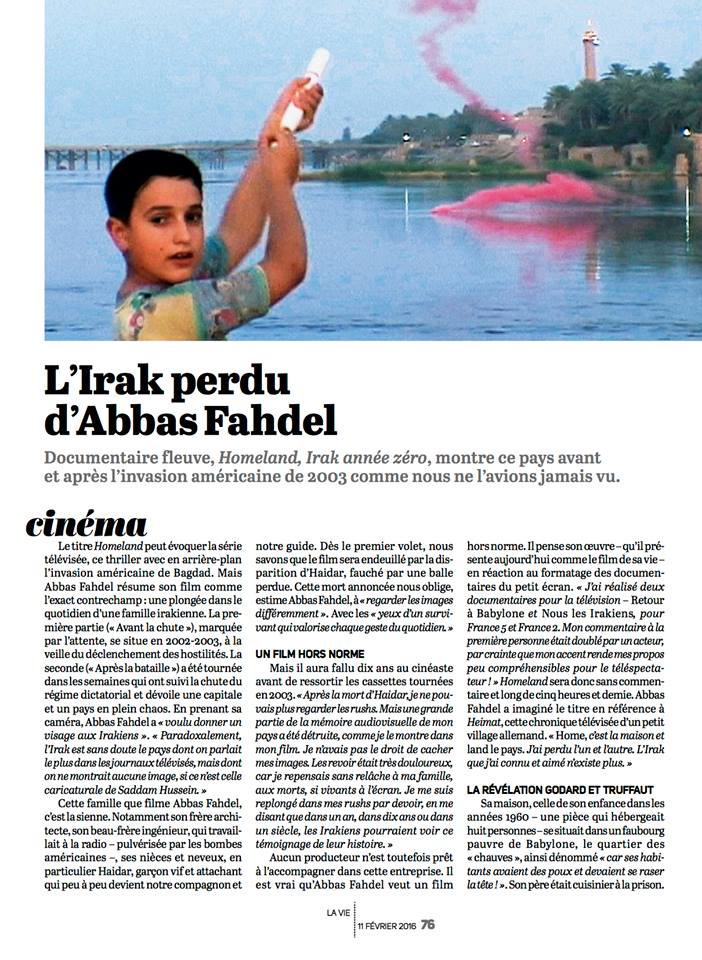 Article et interview dans La Vie